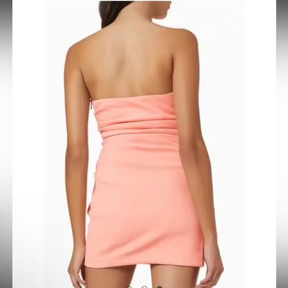 Misha Alston Strapless Ruched BONDED CREPE Mini Dress Calypso Pink Sz 8 Revolve - Picture 5 of 15